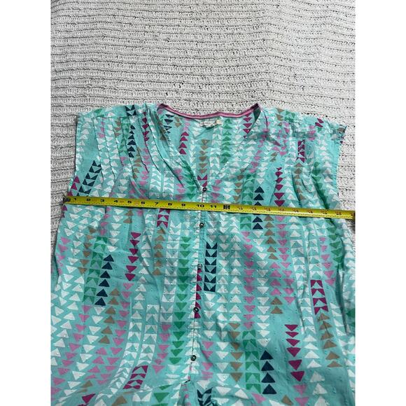 White Stuff Rae Organic Vest Cotton Geometric Button Blouse Shirt Womens Large - Picture 3 of 8